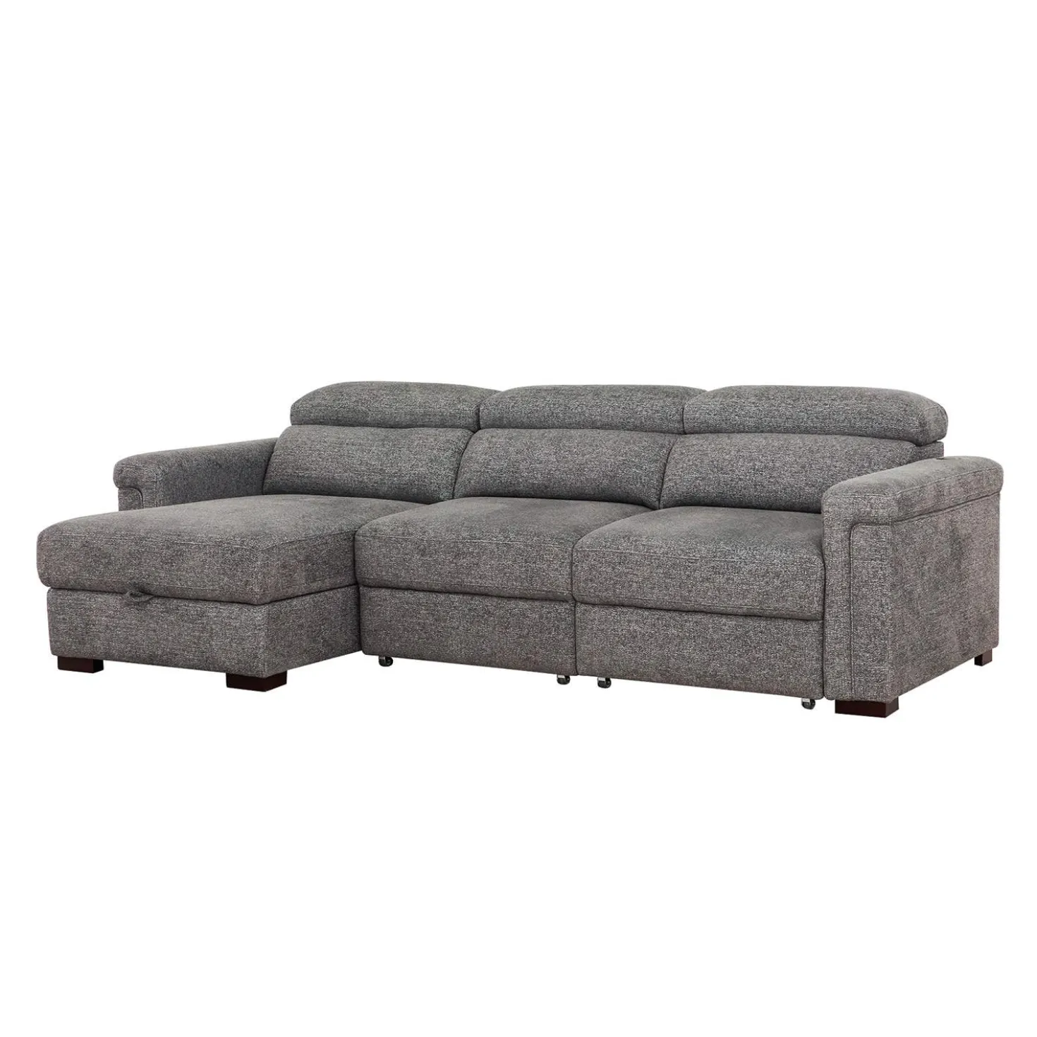 Sectionnel convertible électrique à sièges coulissants et chaise longue avec rangement