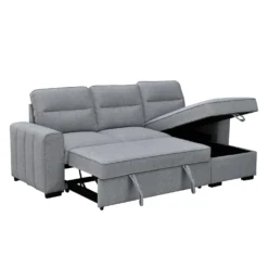 Sectionnel convertible réversible avec chaise longue et rangement