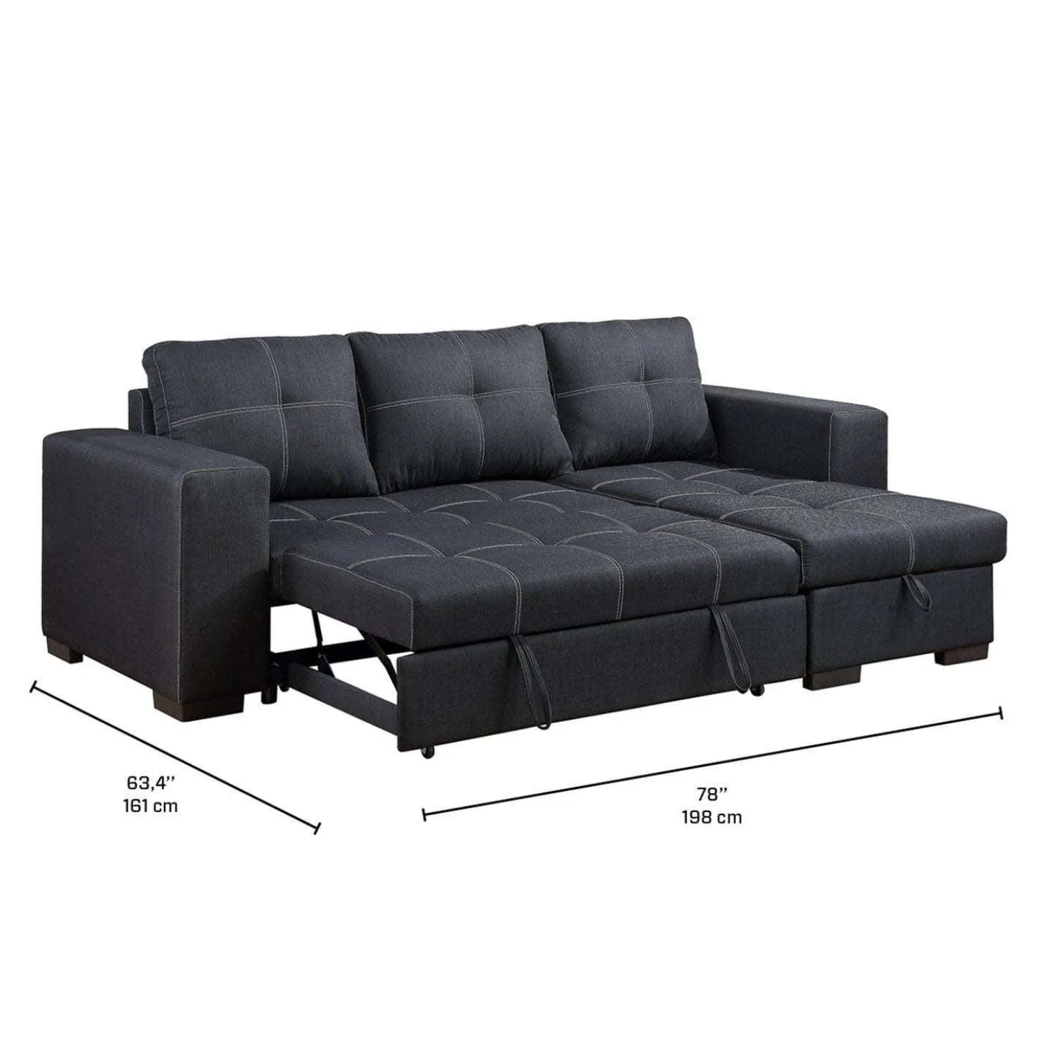 Sectionnel convertible réversible avec rangement