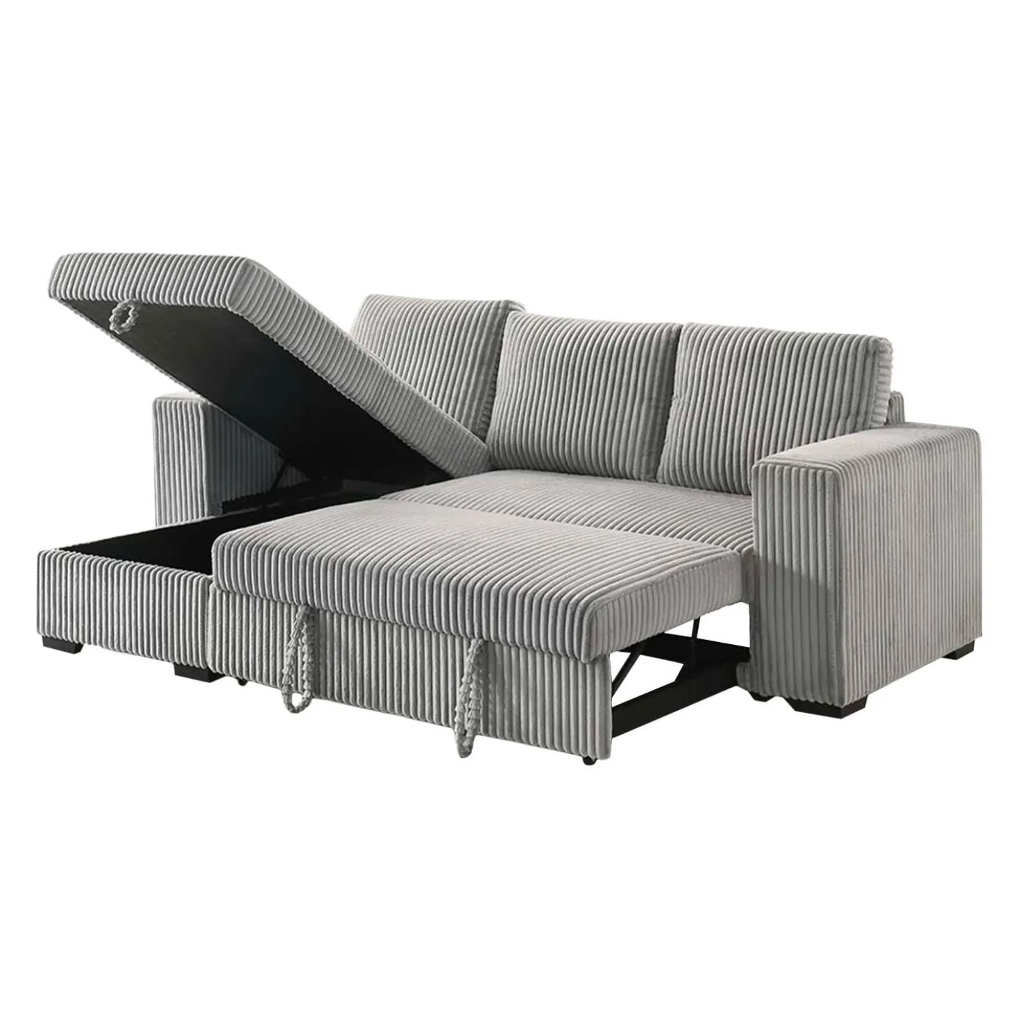 Sectionnel convertible réversible en velours côtelé avec rangement