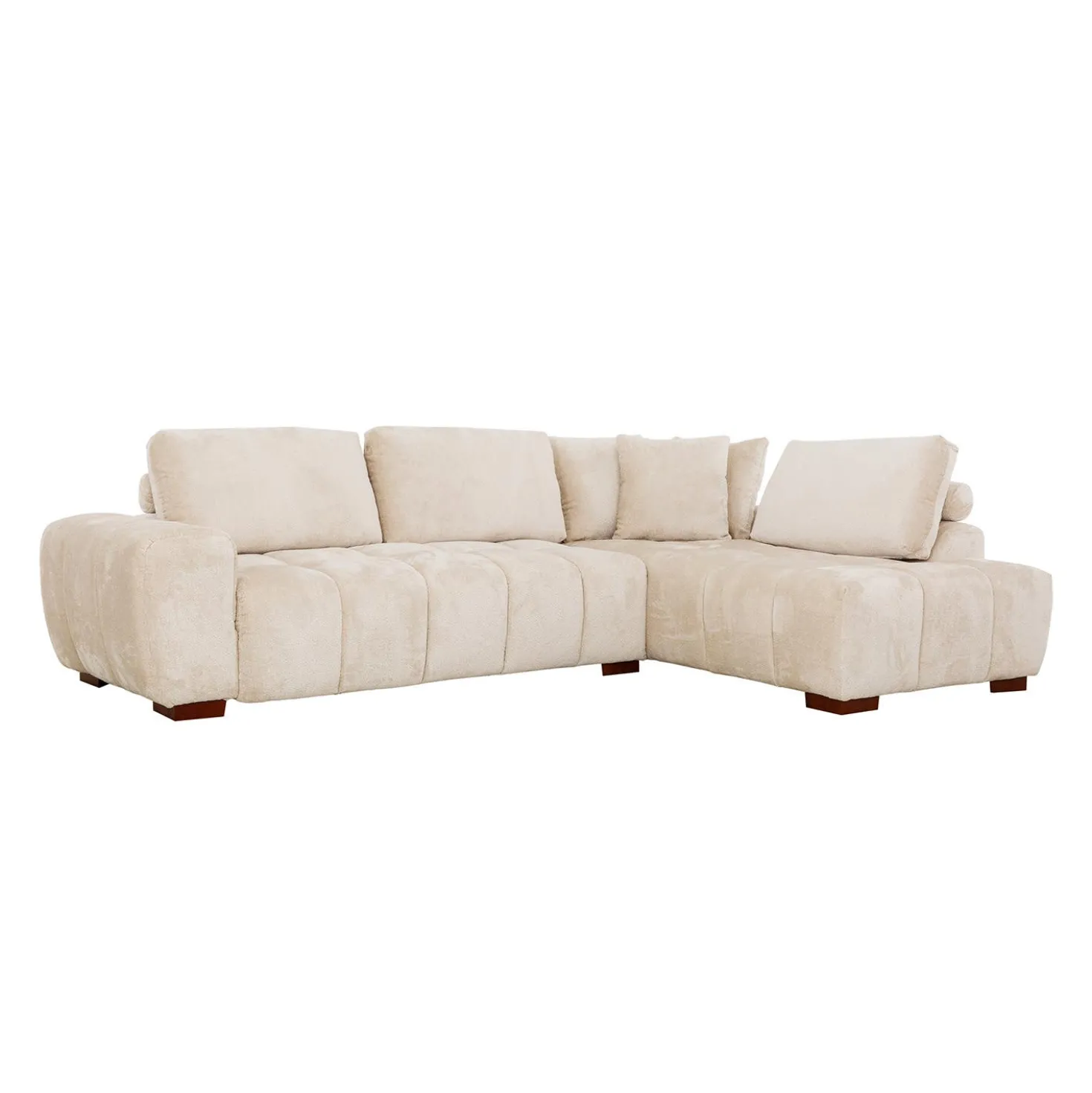 Sectionnel de style guimauve avec chaise longue à droite - crème