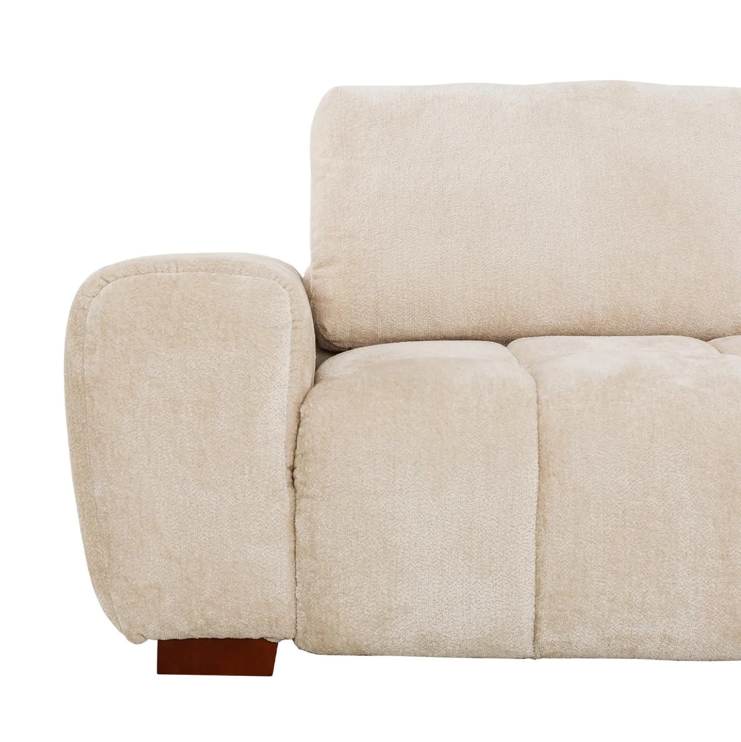 Sectionnel de style guimauve avec chaise longue à droite - crème