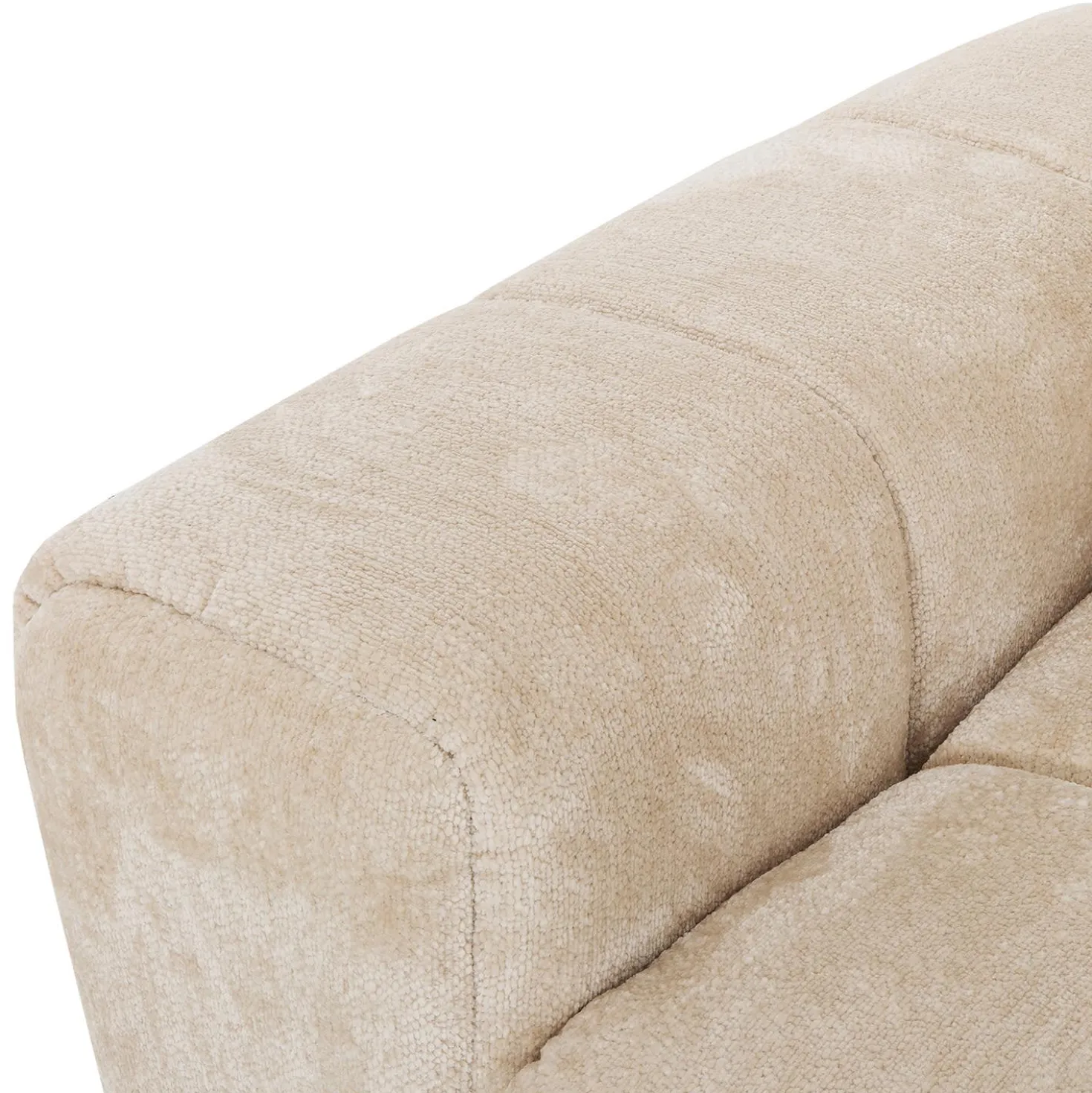 Sectionnel de style guimauve avec chaise longue à droite - crème