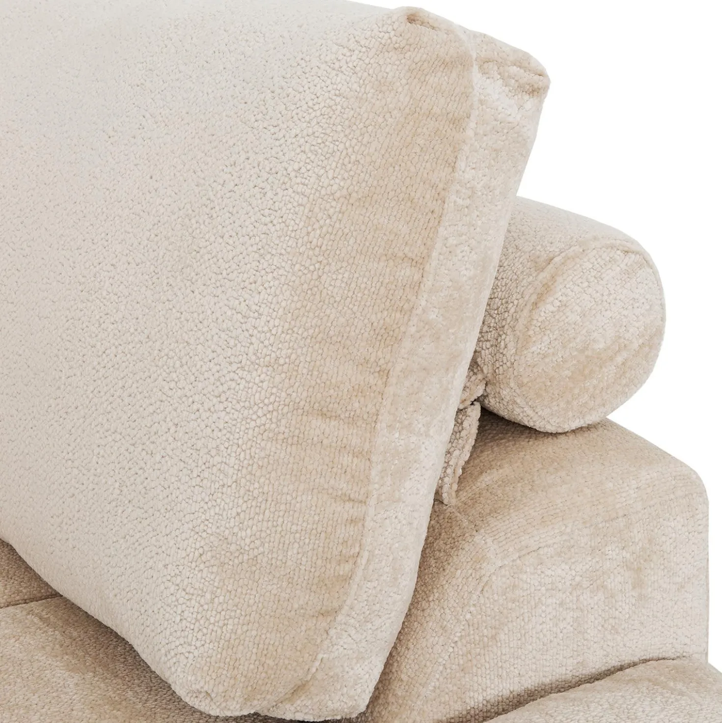 Sectionnel de style guimauve avec chaise longue à droite - crème