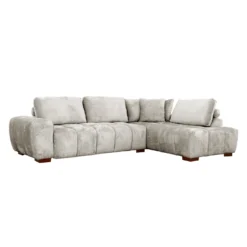 Sectionnel de style guimauve avec chaise longue à droite - gris
