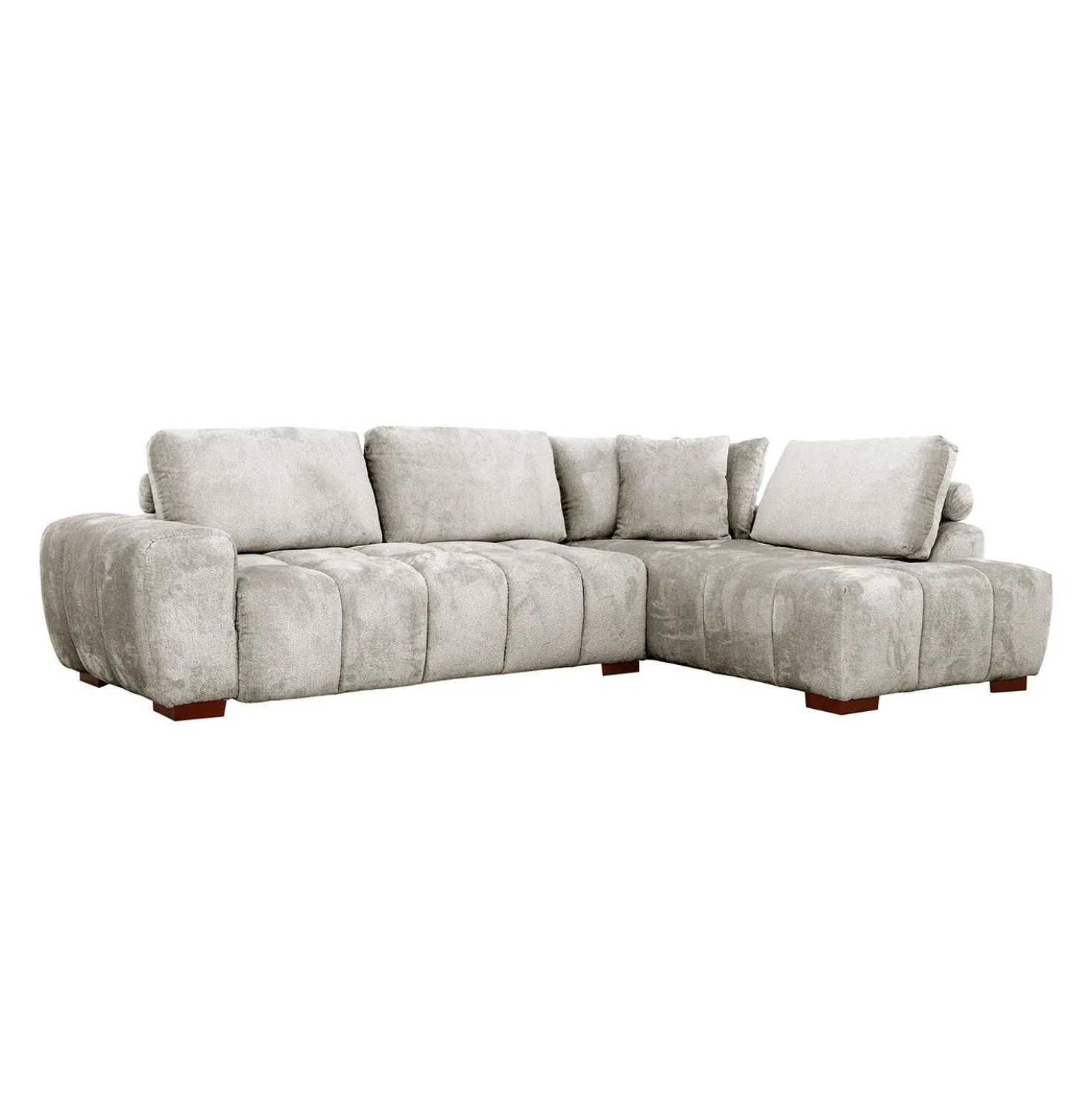 Sectionnel de style guimauve avec chaise longue à droite - gris