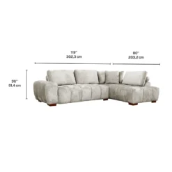 Sectionnel de style guimauve avec chaise longue à droite - gris