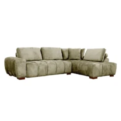 Sectionnel de style guimauve avec chaise longue à droite - sauge
