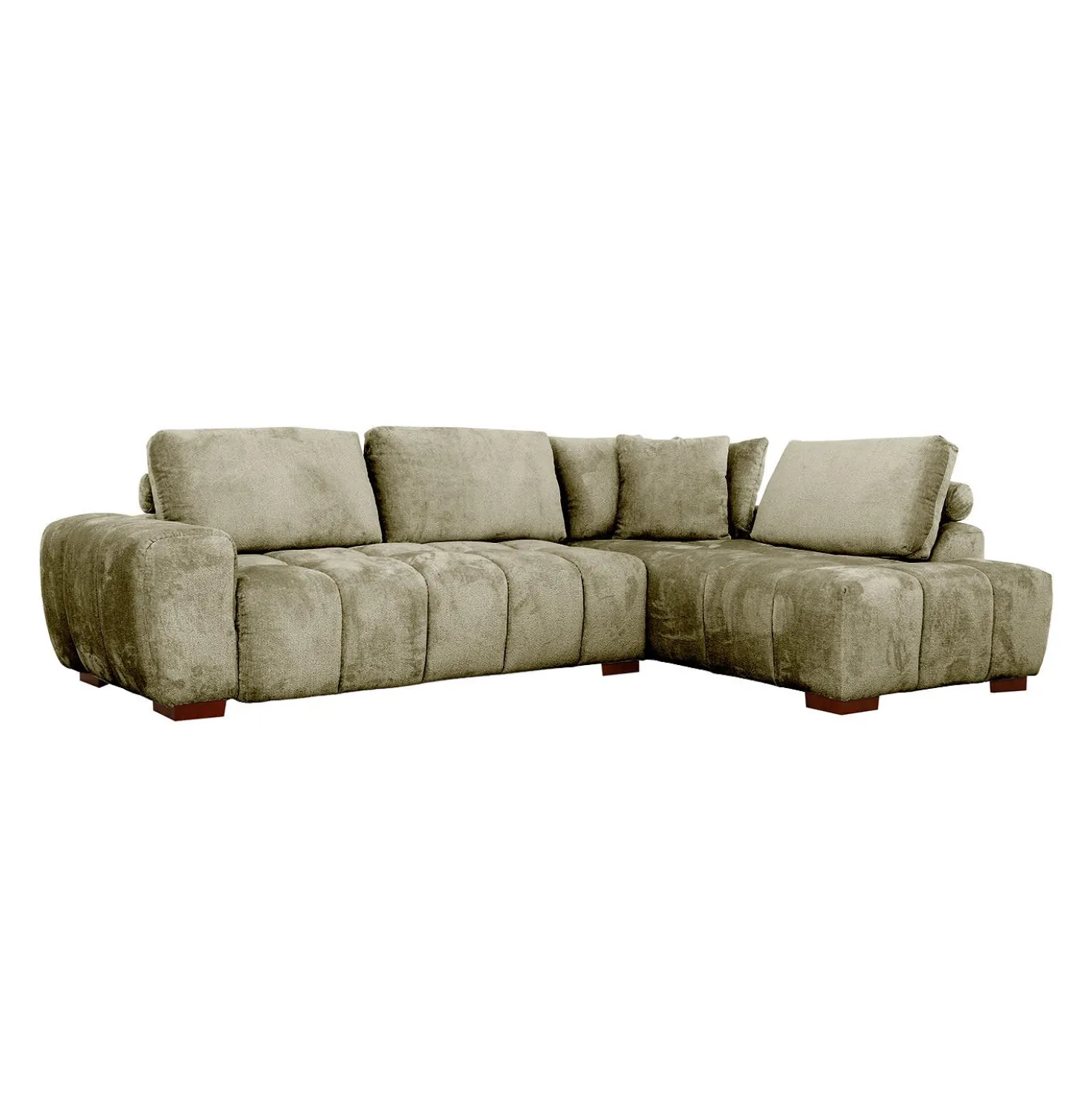 Sectionnel de style guimauve avec chaise longue à droite - sauge