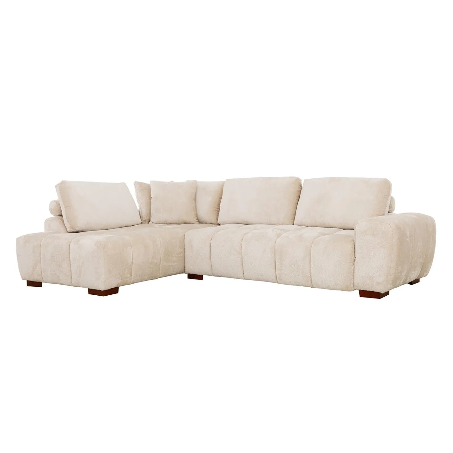 Sectionnel de style guimauve avec chaise longue à gauche - crème