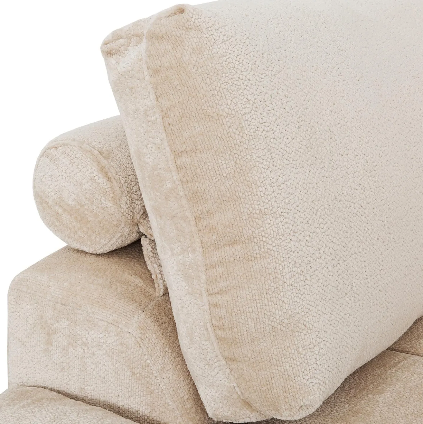 Sectionnel de style guimauve avec chaise longue à gauche - crème