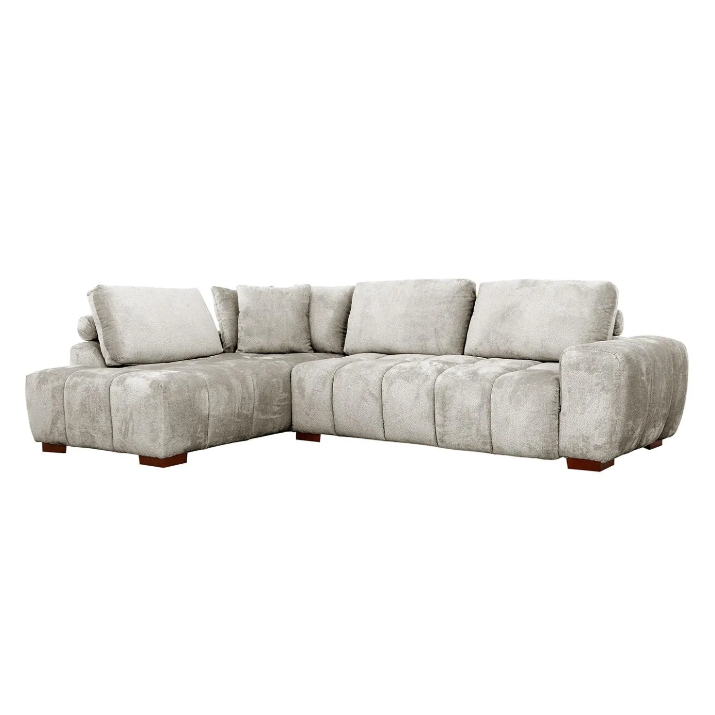 Sectionnel de style guimauve avec chaise longue à gauche - gris