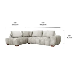 Sectionnel de style guimauve avec chaise longue à gauche - gris
