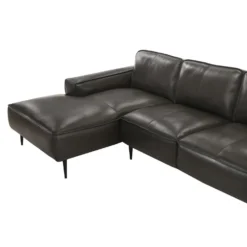 Sectionnel en cuir véritable avec chaise longue à gauche