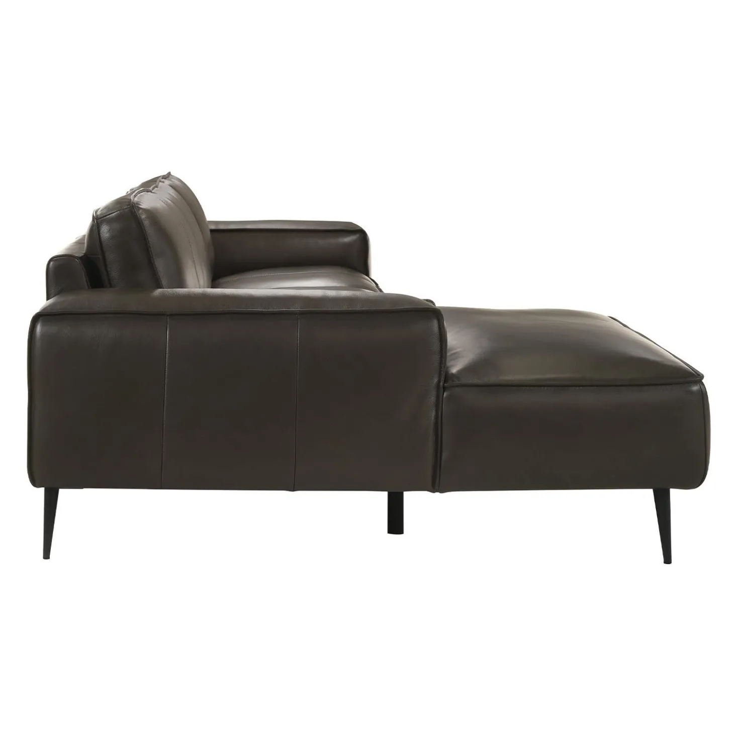 Sectionnel en cuir véritable avec chaise longue à gauche