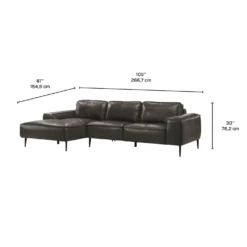 Sectionnel en cuir véritable avec chaise longue à gauche
