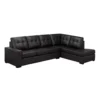 Sectionnel en cuir véritable - Chaise longue à droite