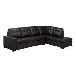 Sectionnel en cuir véritable - Chaise longue à droite