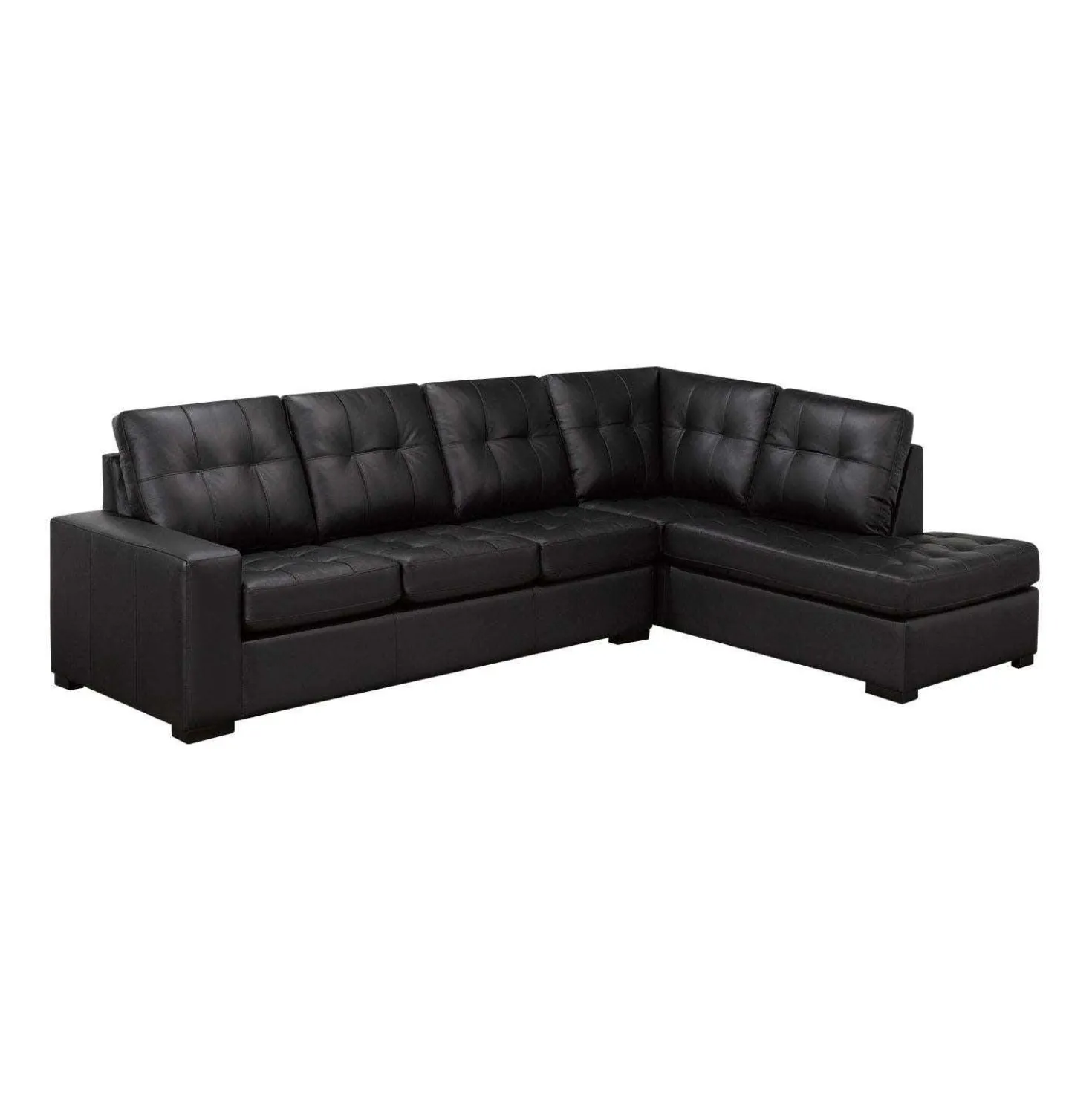 Sectionnel en cuir véritable - Chaise longue à droite