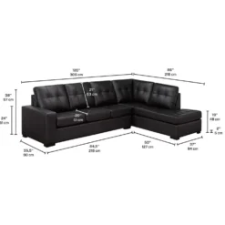 Sectionnel en cuir véritable - Chaise longue à droite