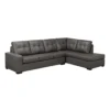 Sectionnel en cuir véritable - Chaise longue à droite