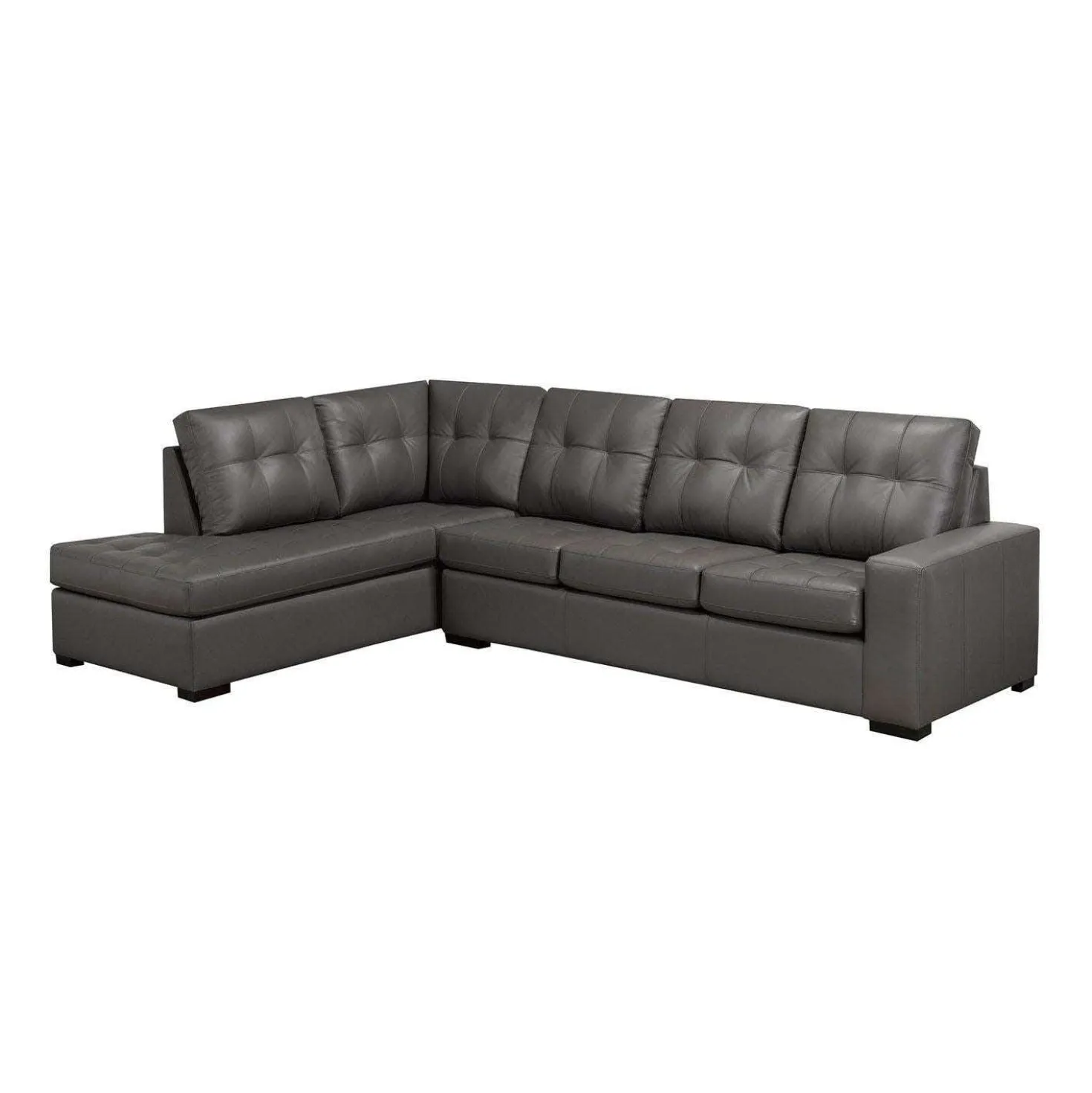 Sectionnel en cuir véritable - Chaise longue à gauche