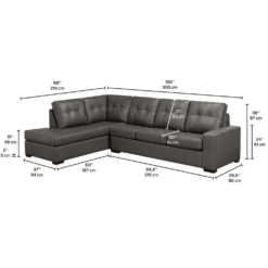 Sectionnel en cuir véritable - Chaise longue à gauche