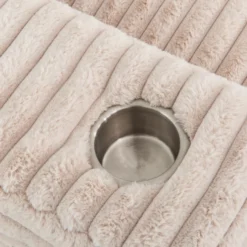Sectionnel en velours côtelé avec chaise longue réversible - taupe pâle