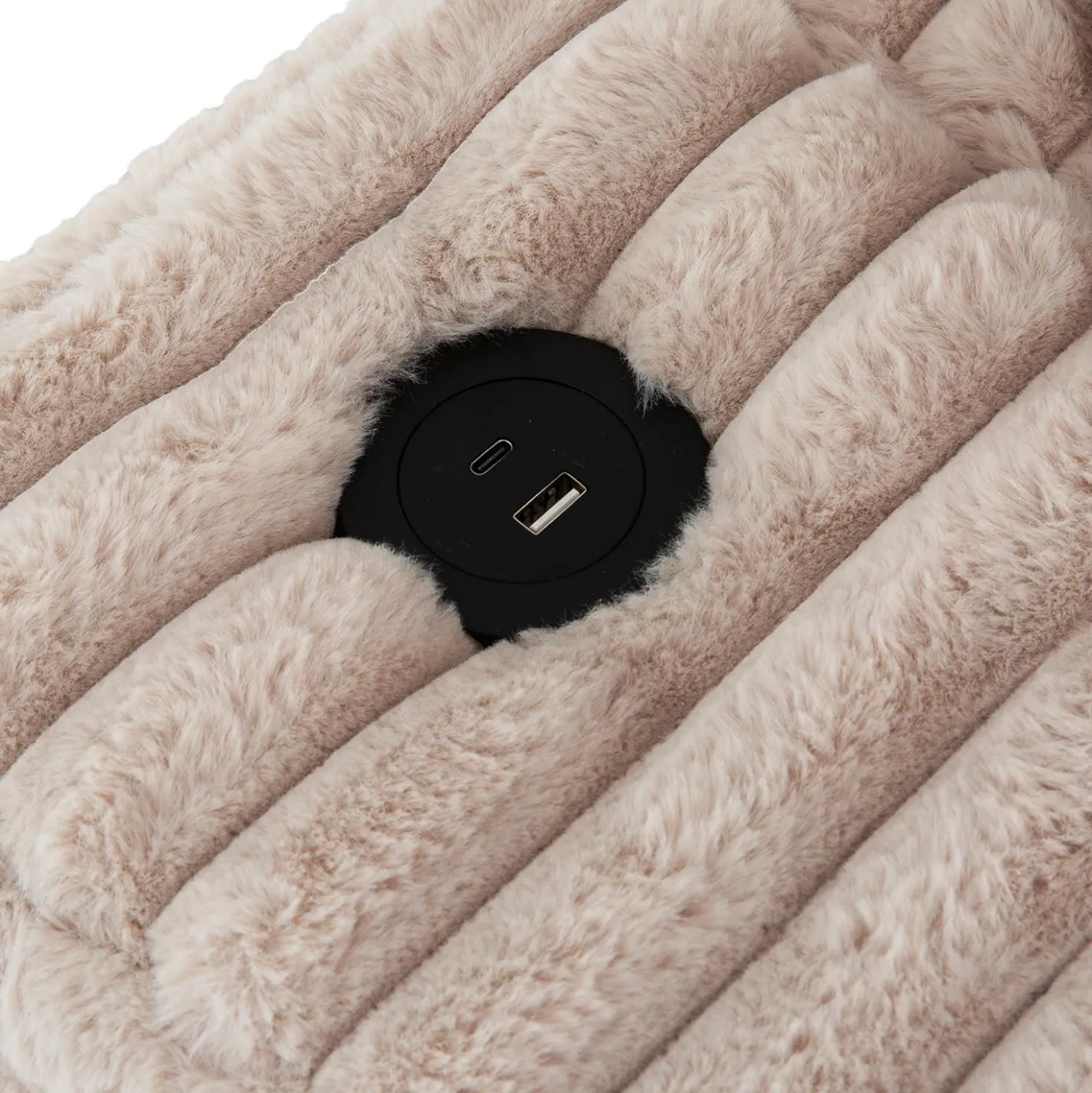 Sectionnel en velours côtelé avec chaise longue réversible - taupe pâle