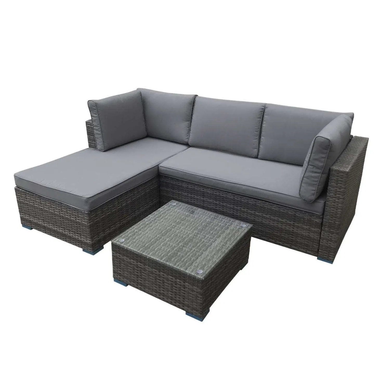Sectionnel extérieur en rotin avec table basse - 2 mcx