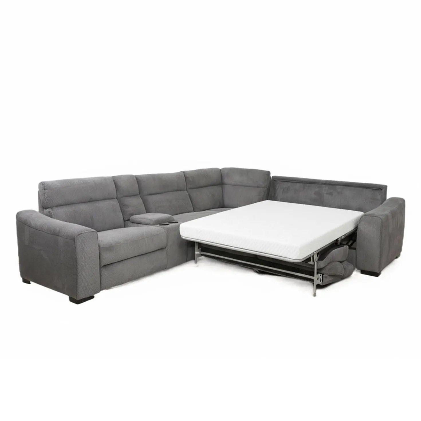Sectionnel-lit inclinable électrique gris avec console - 6 mcx