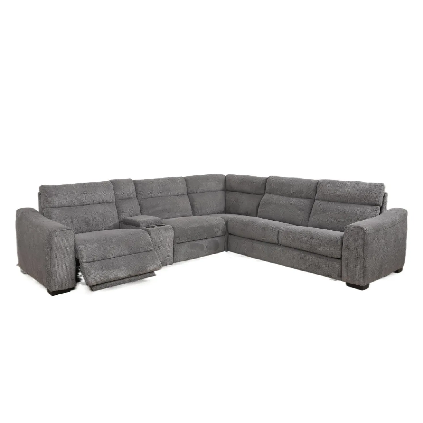 Sectionnel-lit inclinable électrique gris avec console - 6 mcx