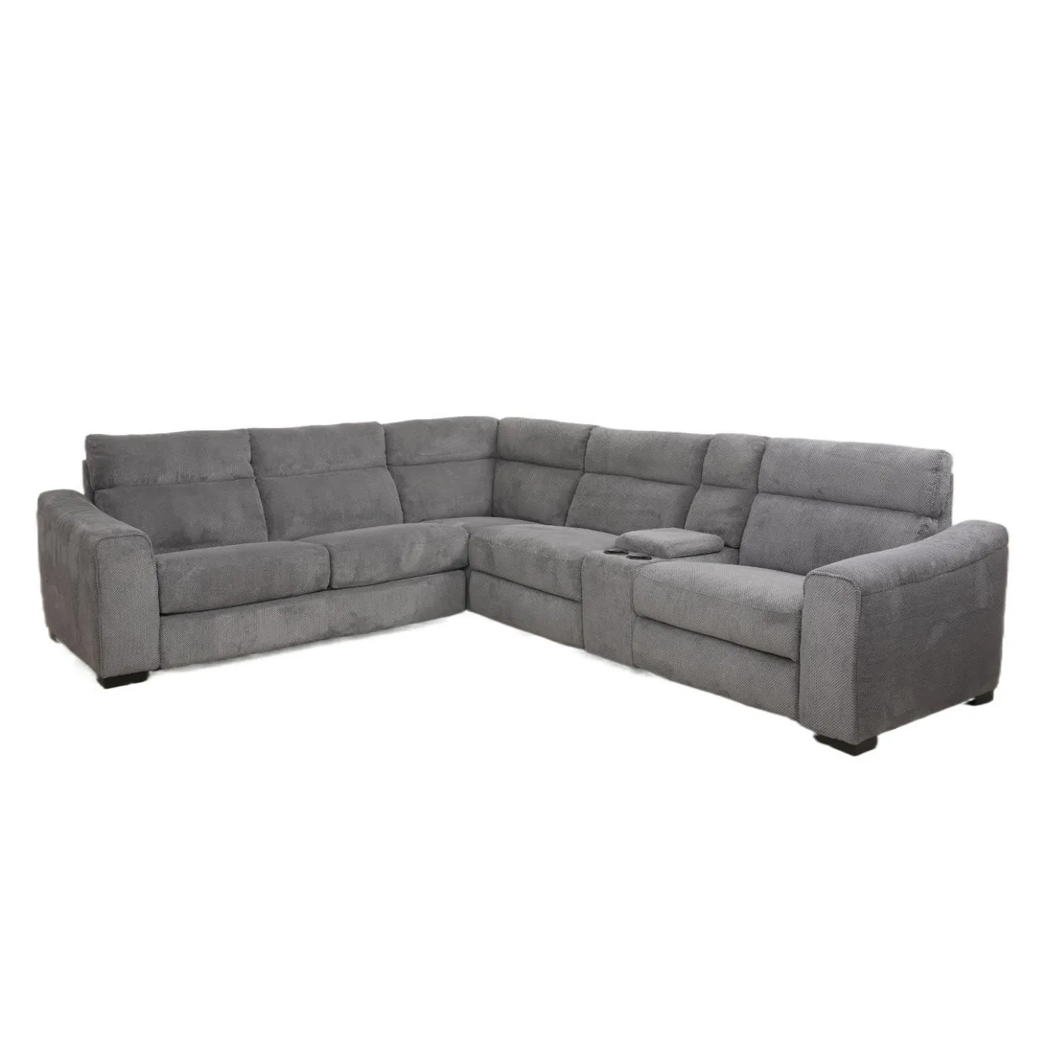 Sectionnel-lit inclinable électrique gris avec console - 6 mcx