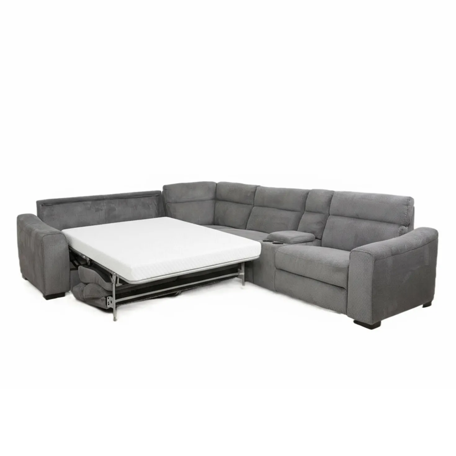 Sectionnel-lit inclinable électrique gris avec console - 6 mcx