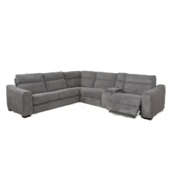 Sectionnel-lit inclinable électrique gris avec console - 6 mcx