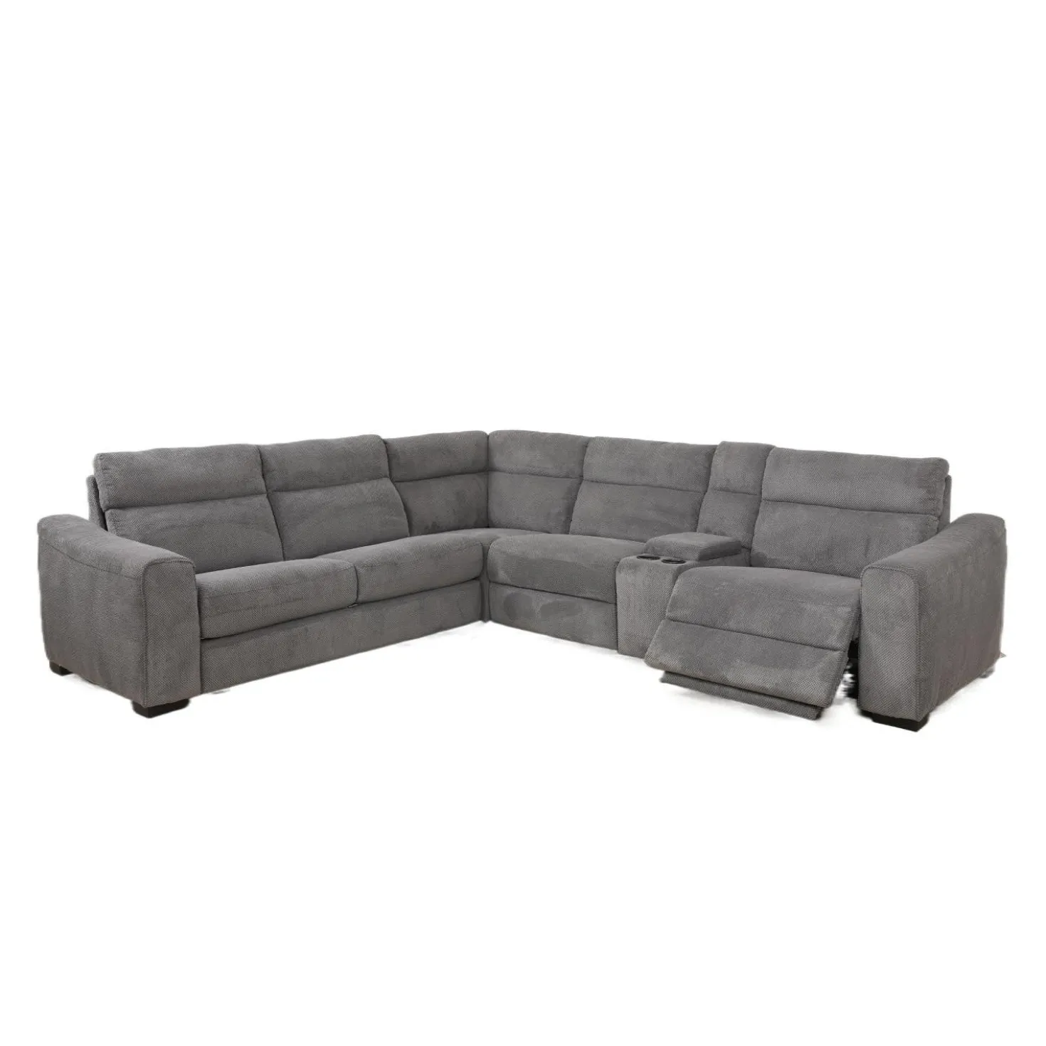 Sectionnel-lit inclinable électrique gris avec console - 6 mcx
