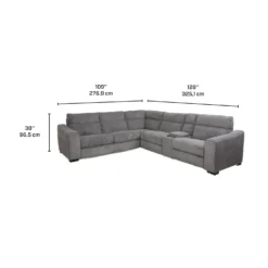 Sectionnel-lit inclinable électrique gris avec console - 6 mcx