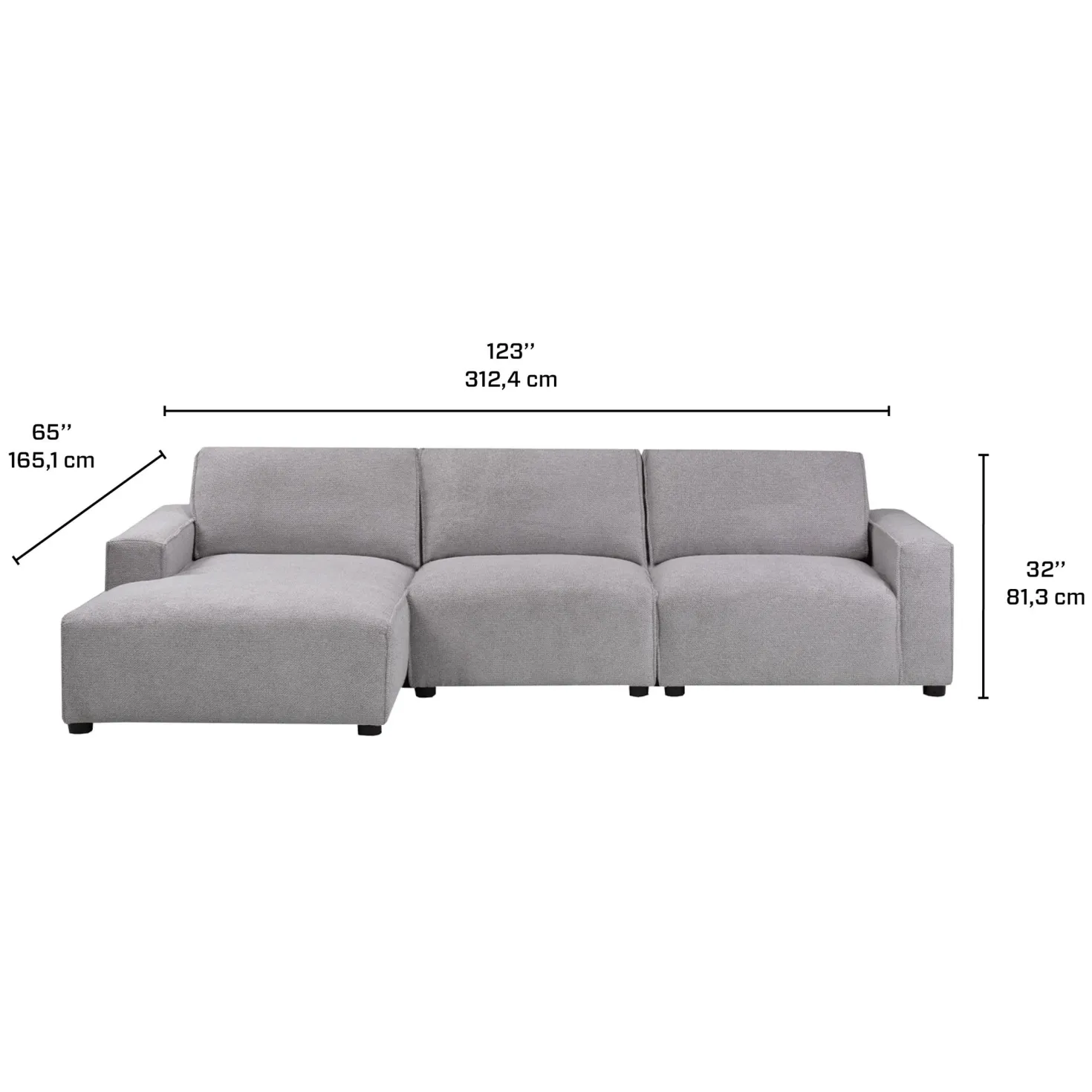 Sectionnel modulaire avec chaise longue à droite - 3 mcx