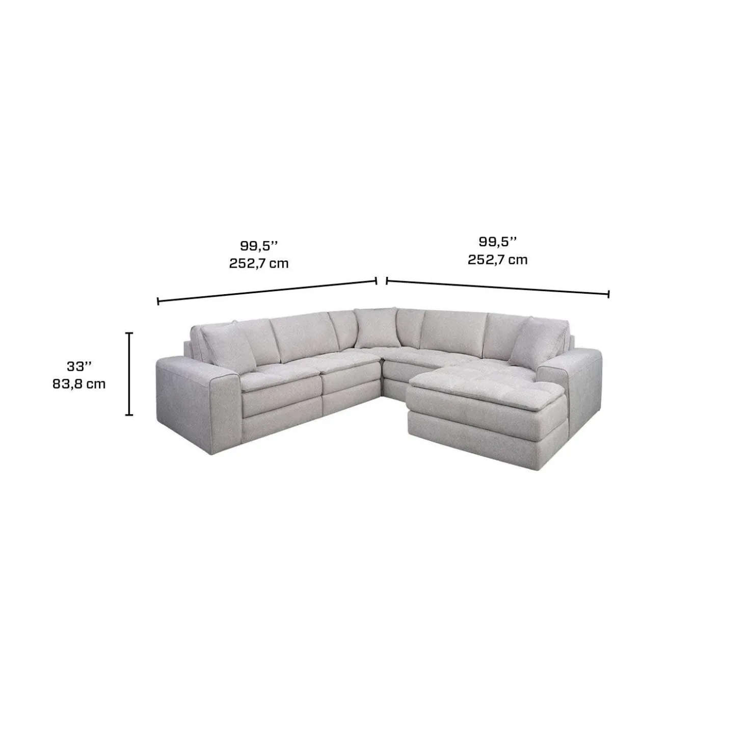 Sectionnel modulaire avec chaise longue à droite - 5 mcx