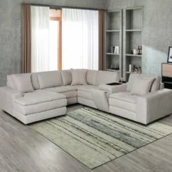 Sectionnel modulaire avec chaise longue à gauche et console - 6 mcx