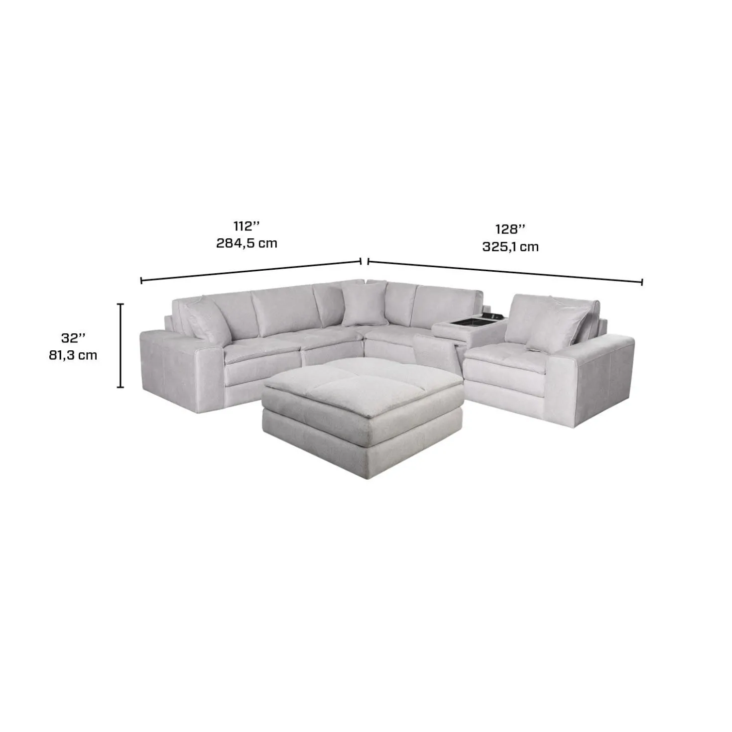 Sectionnel modulaire avec console et ottoman - 6 mcx