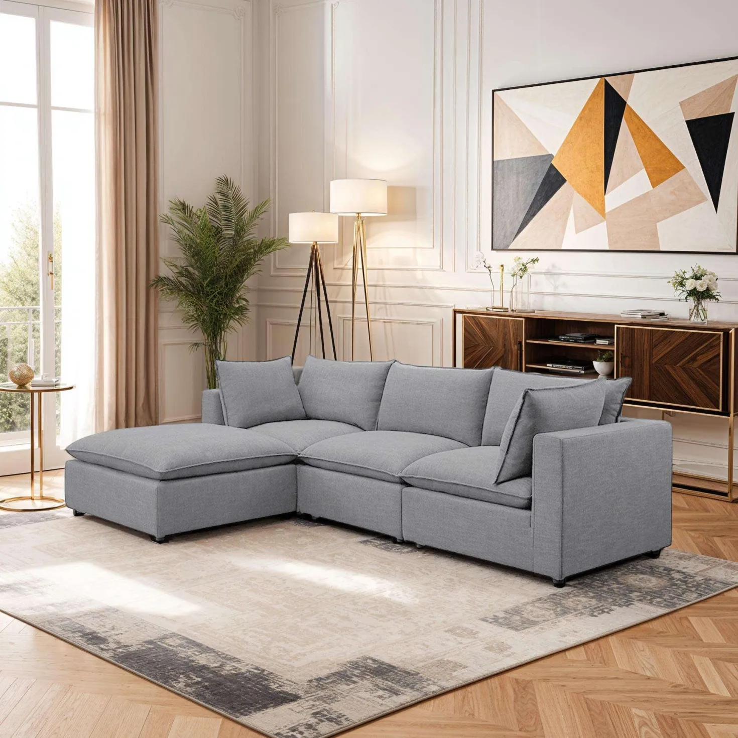 Sectionnel modulaire avec ottoman - 4 mcx