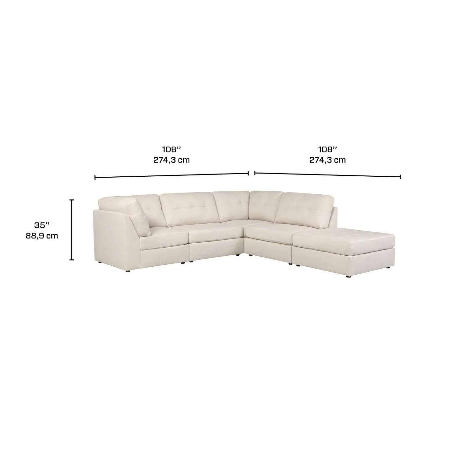 Sectionnel modulaire avec ottoman - 5 mcx