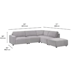 Sectionnel modulaire avec ottoman apposé au siège de droite - 5 mcx