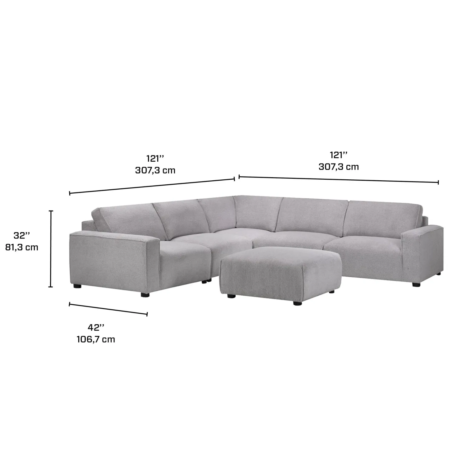 Sectionnel modulaire et ottoman - 6 mcx