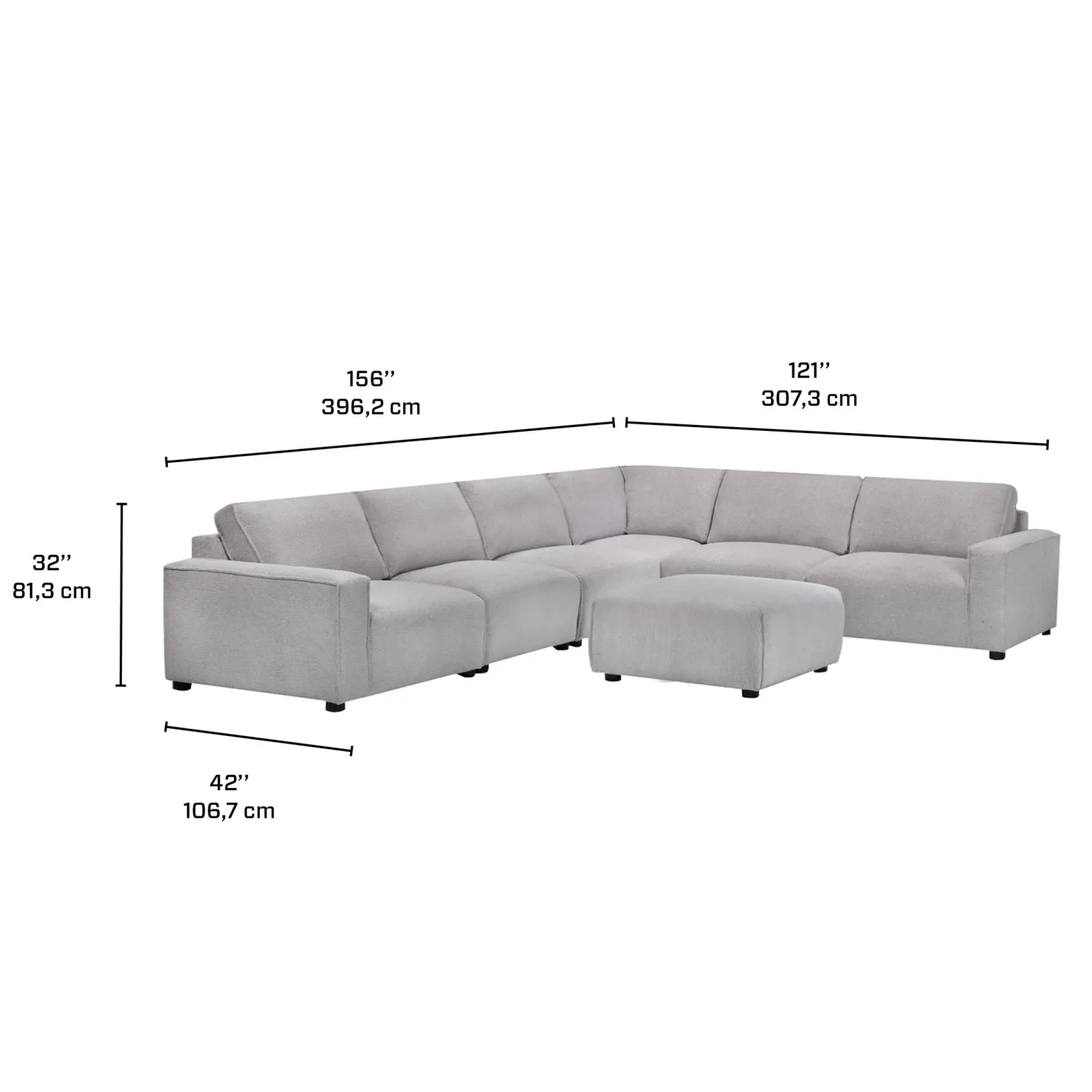 Sectionnel modulaire et ottoman - 7 mcx