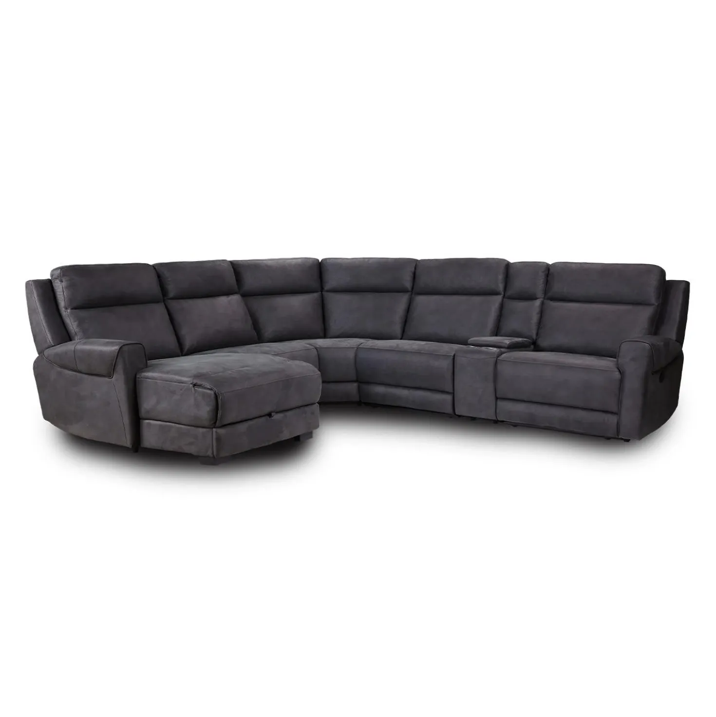Sectionnel modulaire inclinable avec siège rabattable, chaise longue avec rangement etconsole - 6 mcx
