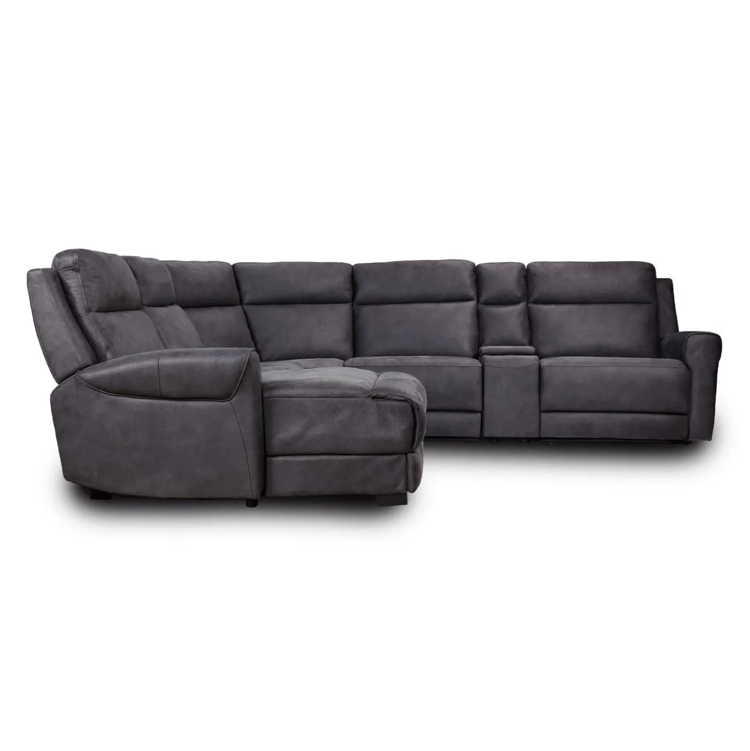 Sectionnel modulaire inclinable avec siège rabattable, chaise longue avec rangement etconsole - 6 mcx