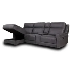 Sectionnel modulaire inclinable, chaise longue avec rangement, console avec porte-gobelets et ports USB/USB-C - 4 mcx