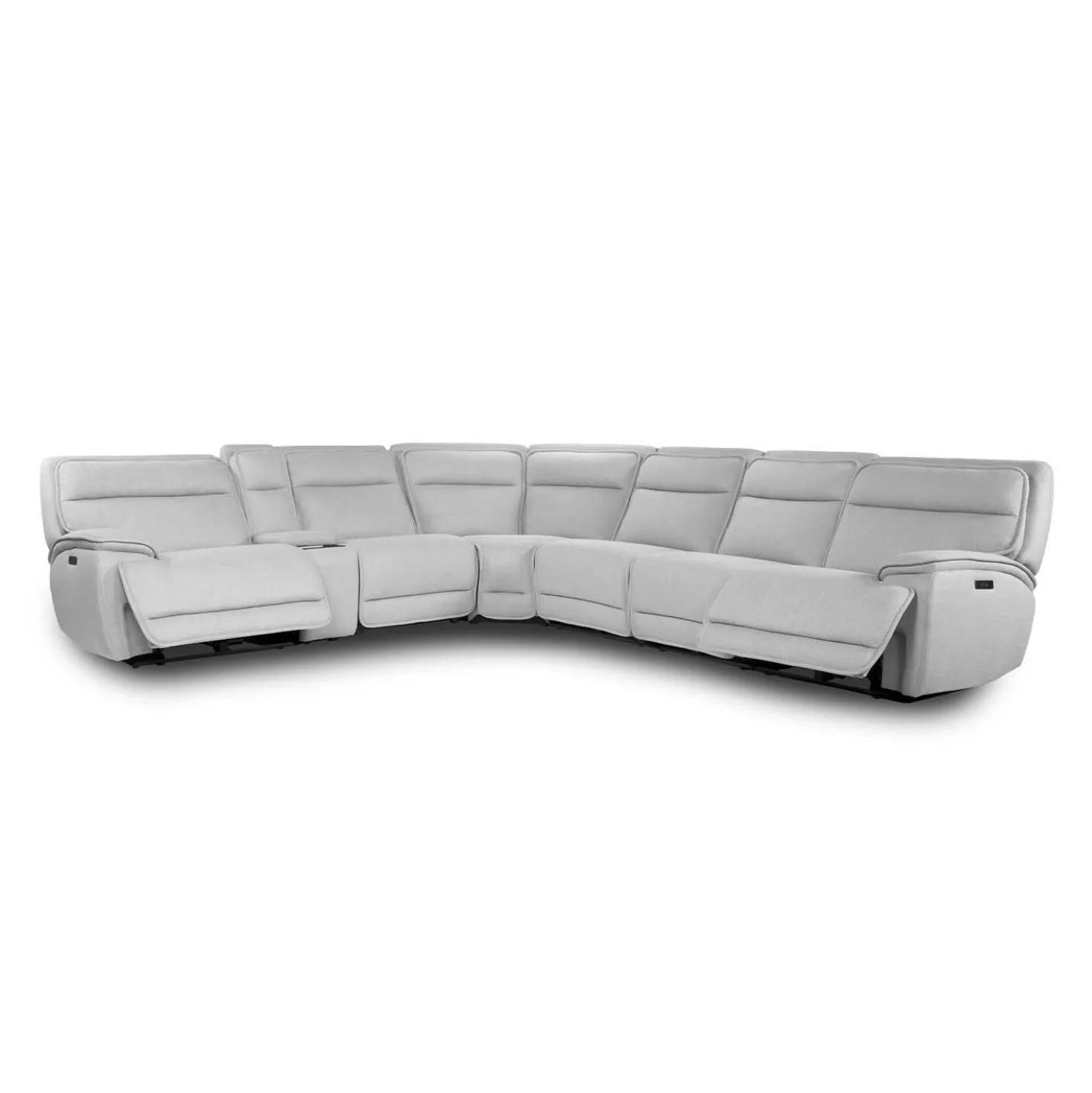 Sectionnel modulaire inclinable électrique, appuis-tête ajustables, console avec système audio et siège avec dossier rabattable - 7 mcx